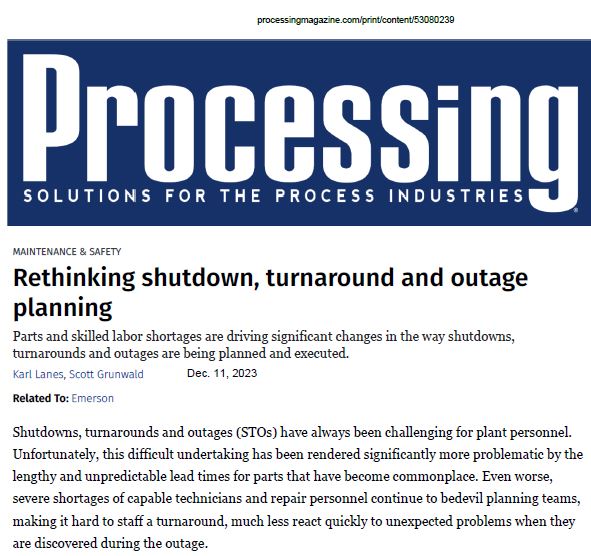 Rethinking Shutdown, Turnaround and Outage Planning
